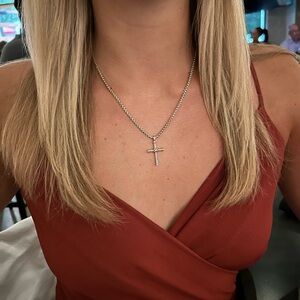 David Yurman cross and chain Sterling Silver